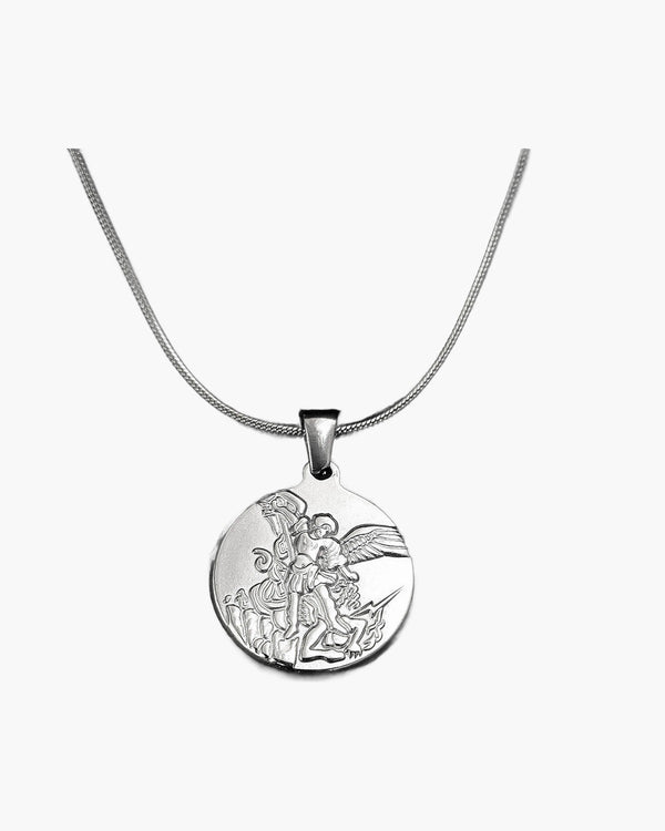 Archangel Medallion Snake Chain Necklace view 6