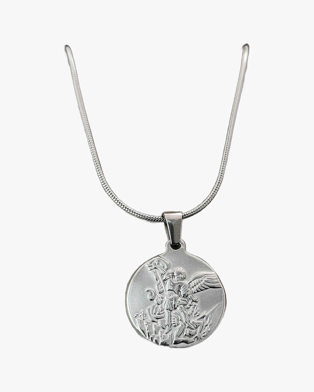 Archangel Medallion Snake Chain Necklace view 4
