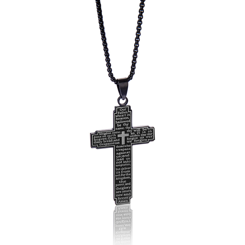 Lord's Prayer Cross Pendant Necklace view 7