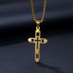 Hollow Double Cross Pendant Necklace view 4