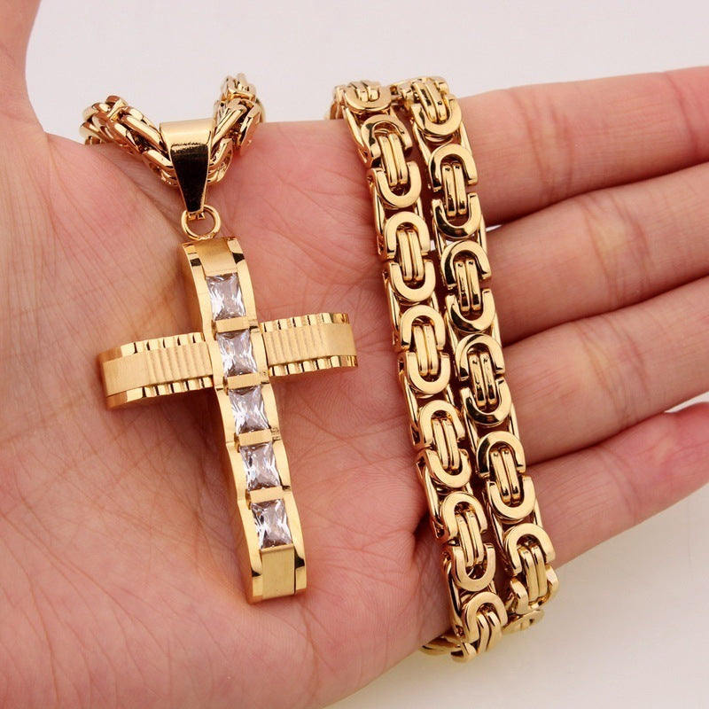 Byzantine Chain with Cross Pendant view 7