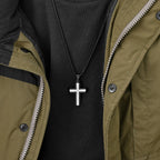 Two-Tone Inlaid Cross Pendant Necklace view 9