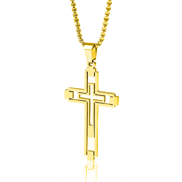 Hollow Double Cross Pendant Necklace view 8