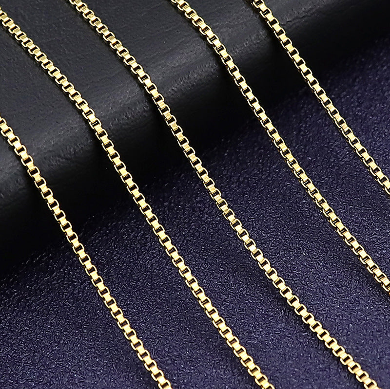Box Chain Necklace in Titanium Steel view 5