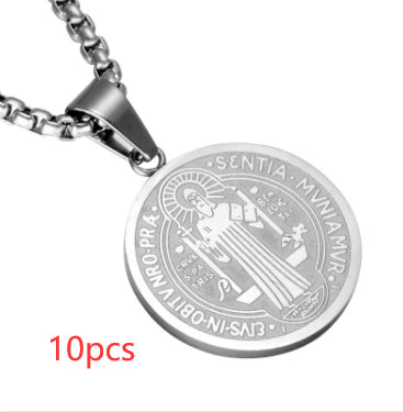 Saint Benedict Medallion Box Chain Necklace view 13