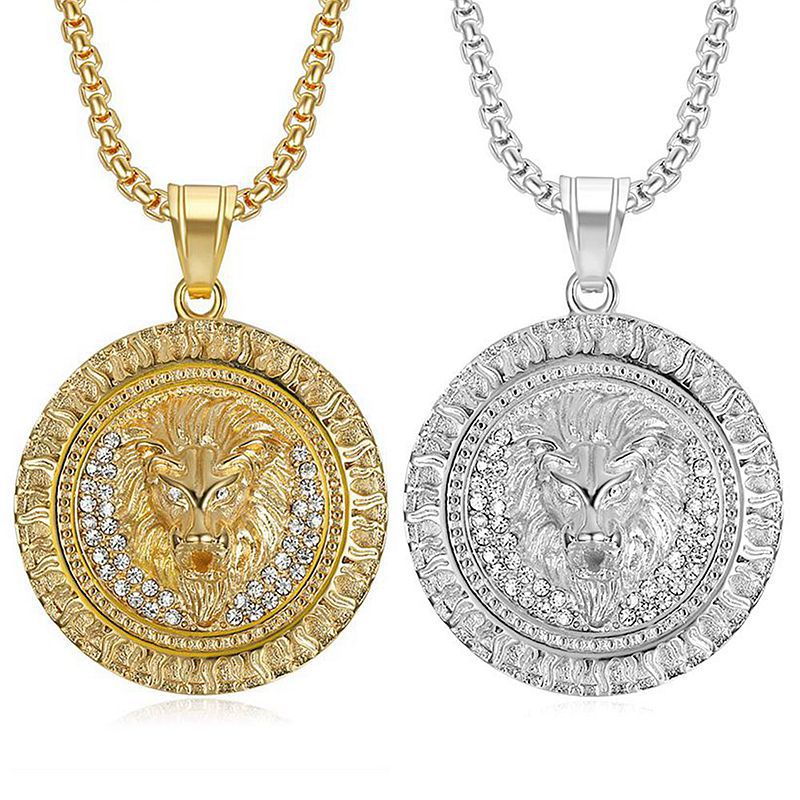 Lion Head Medallion Pendant Necklace view 5