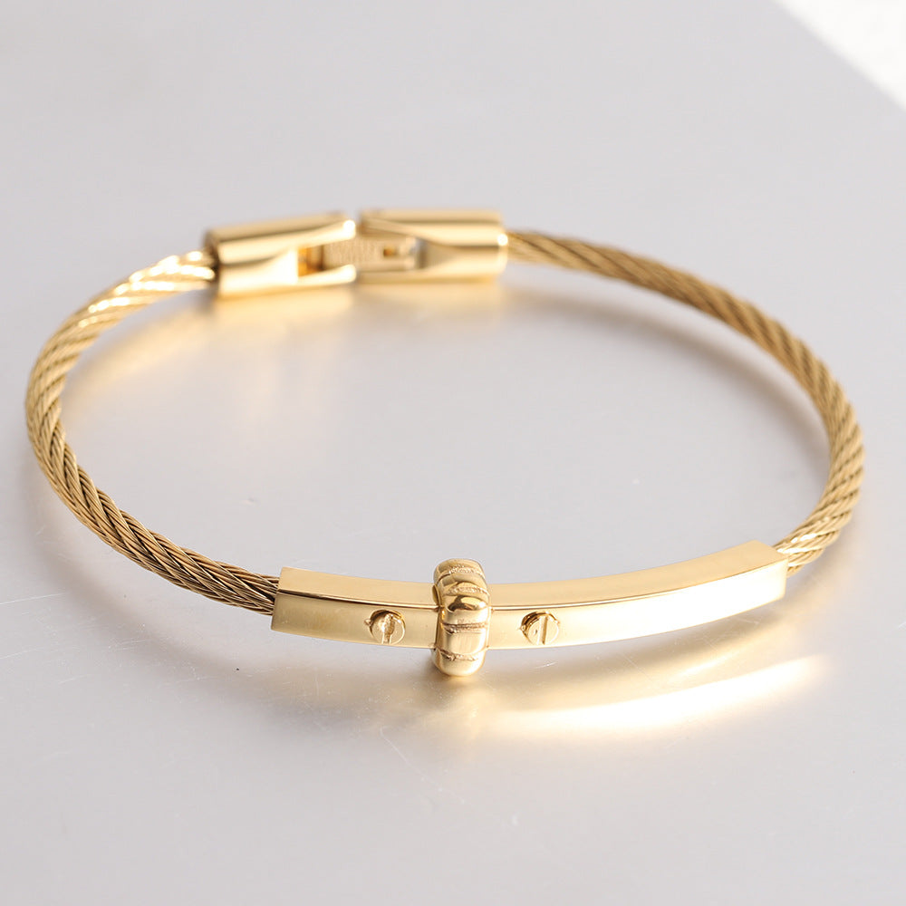 Cable Bracelet with Bar Detail