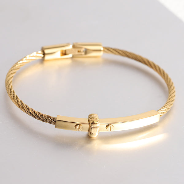 Cable Bracelet with Bar Detail