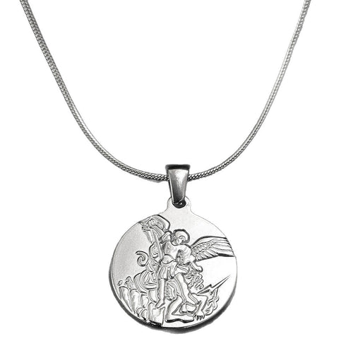 Archangel Medallion Snake Chain Necklace view 2