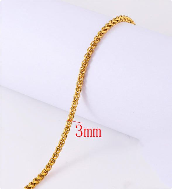 Wheat Link Chain in Titanium Steel
