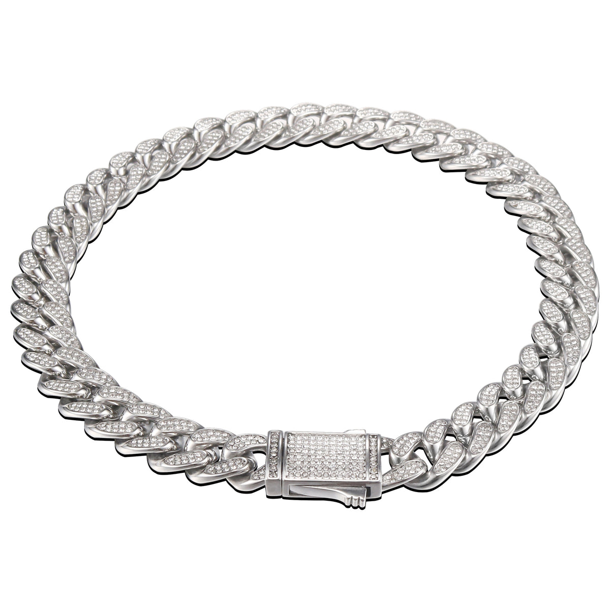 Cuban Link Chain with Pave Clasp view 4