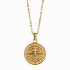 Compass Pendant Rope Chain Necklace
