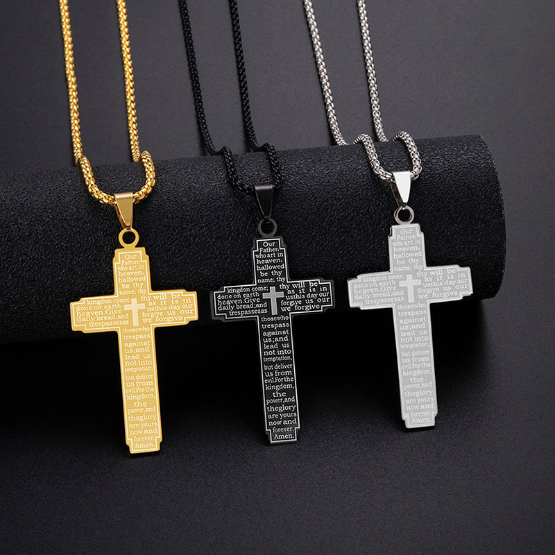 Lord's Prayer Cross Pendant Necklace view 7