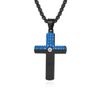 Two-Tone Inlaid Cross Pendant Necklace view 7