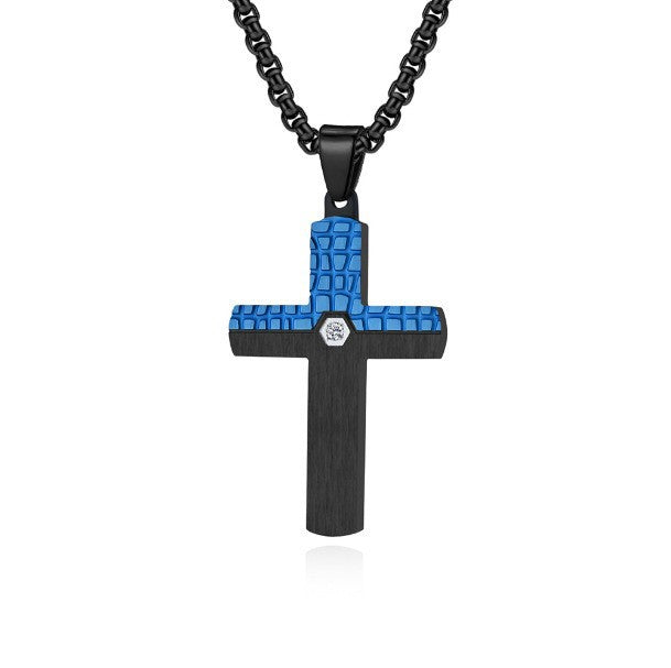 Two-Tone Inlaid Cross Pendant Necklace view 7