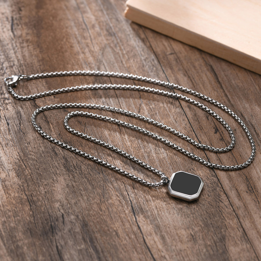 Square Pendant Box Chain Necklace view 6