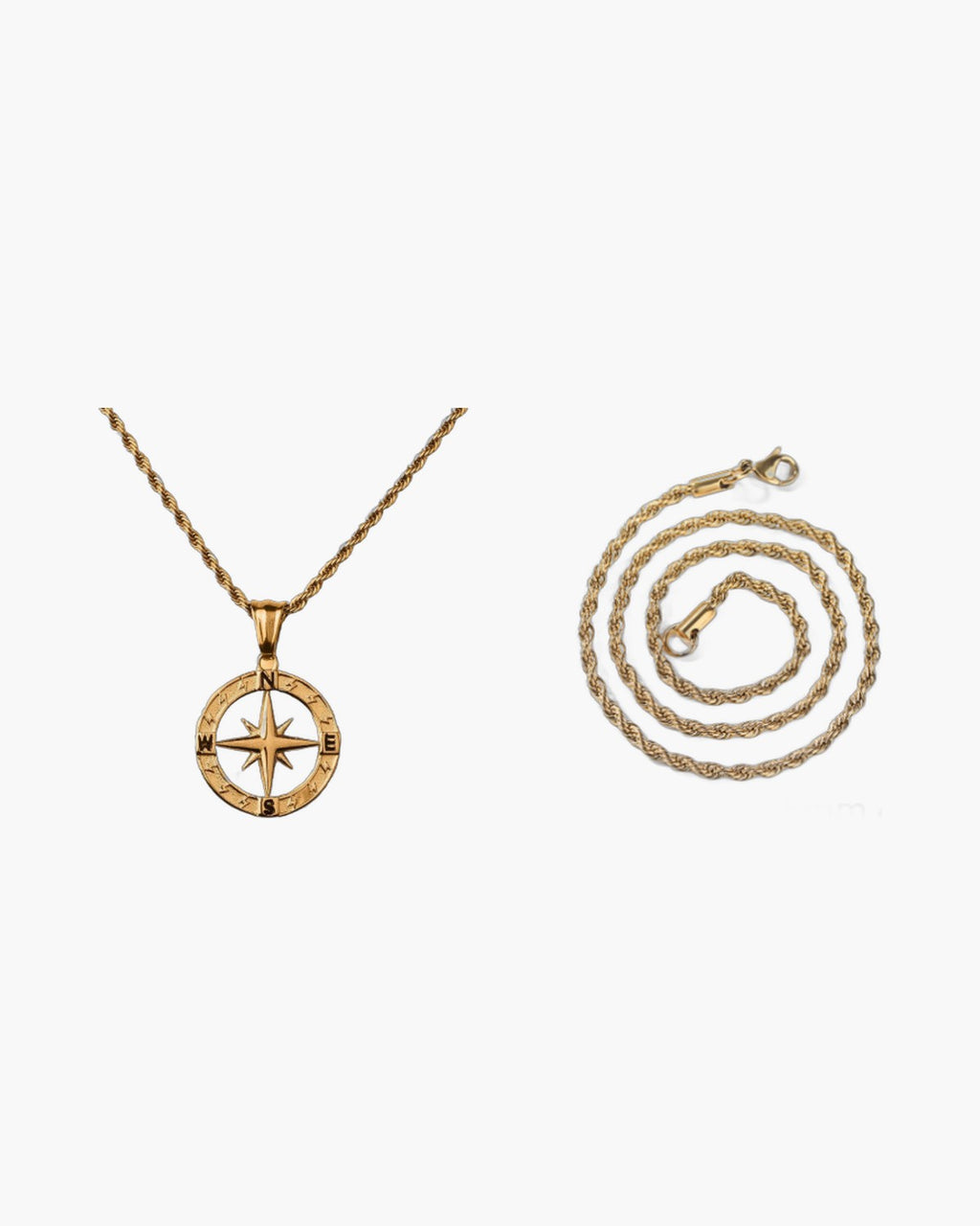 Compass Pendant Rope Chain Necklace view 16
