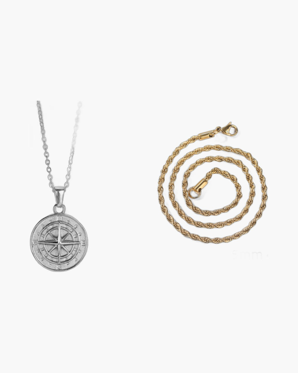 Compass Pendant Rope Chain Necklace view 13