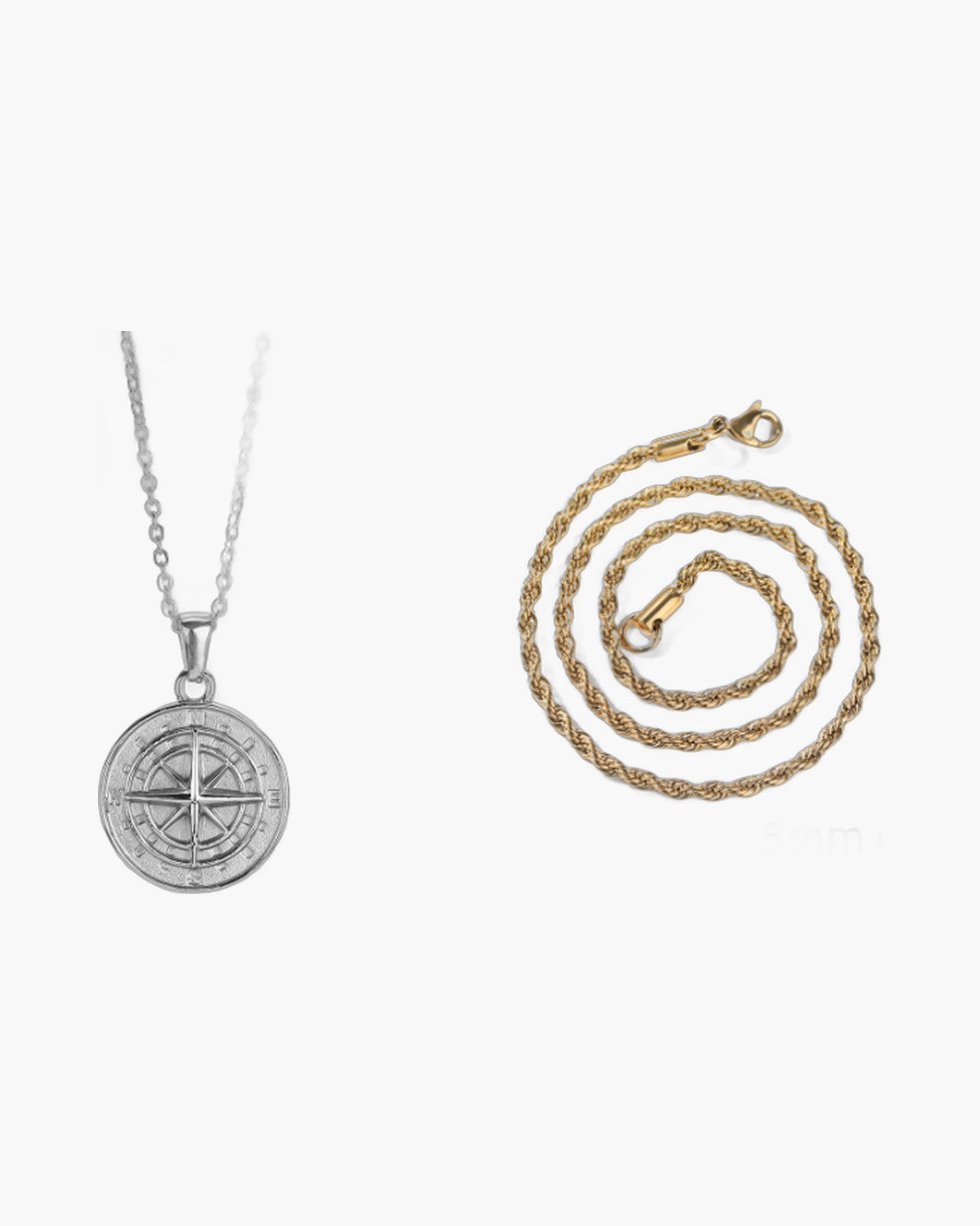 Compass Pendant Rope Chain Necklace view 13