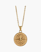Compass Pendant Rope Chain Necklace