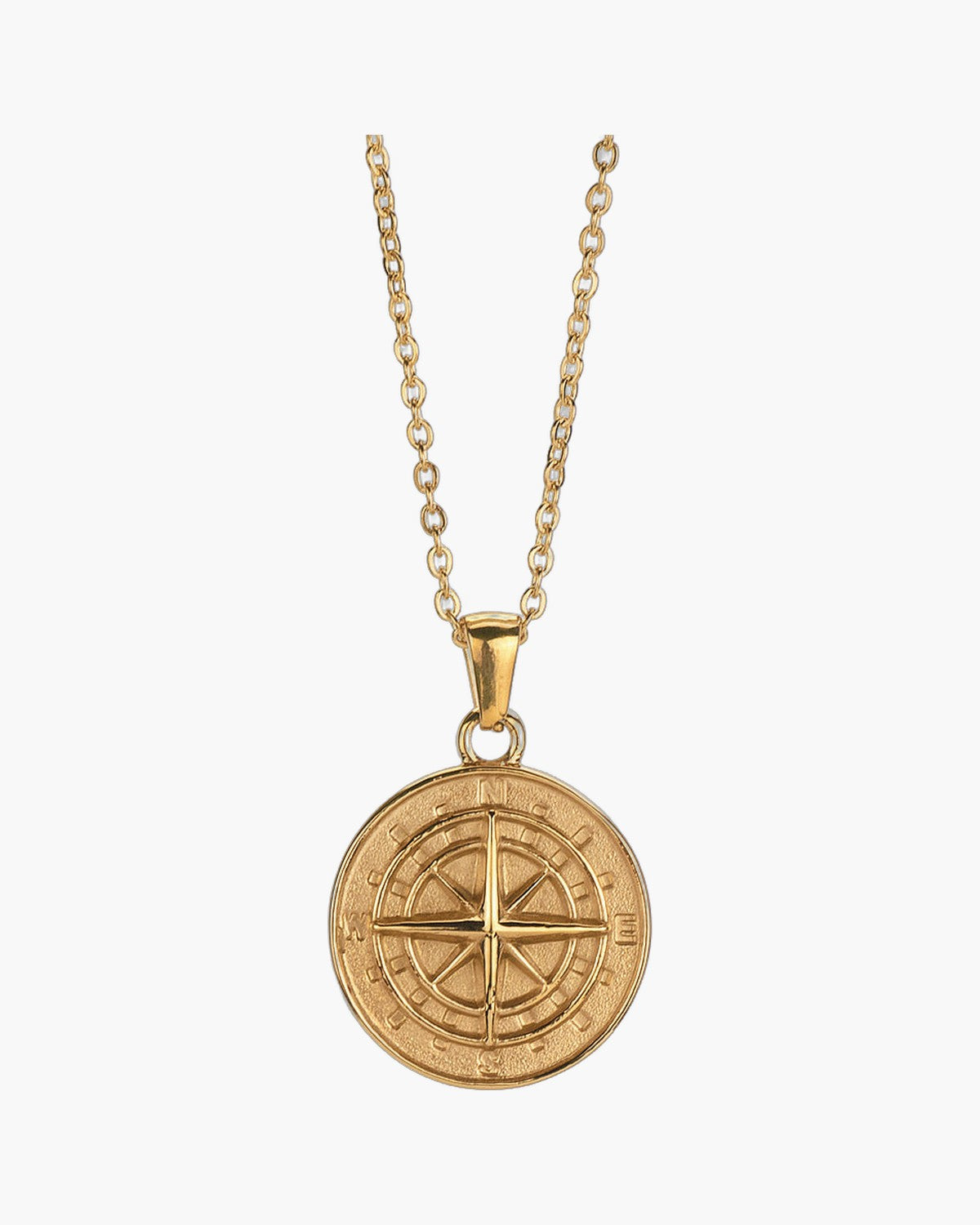 Compass Pendant Rope Chain Necklace