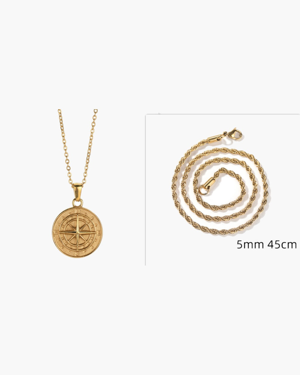 Compass Pendant Rope Chain Necklace view 17