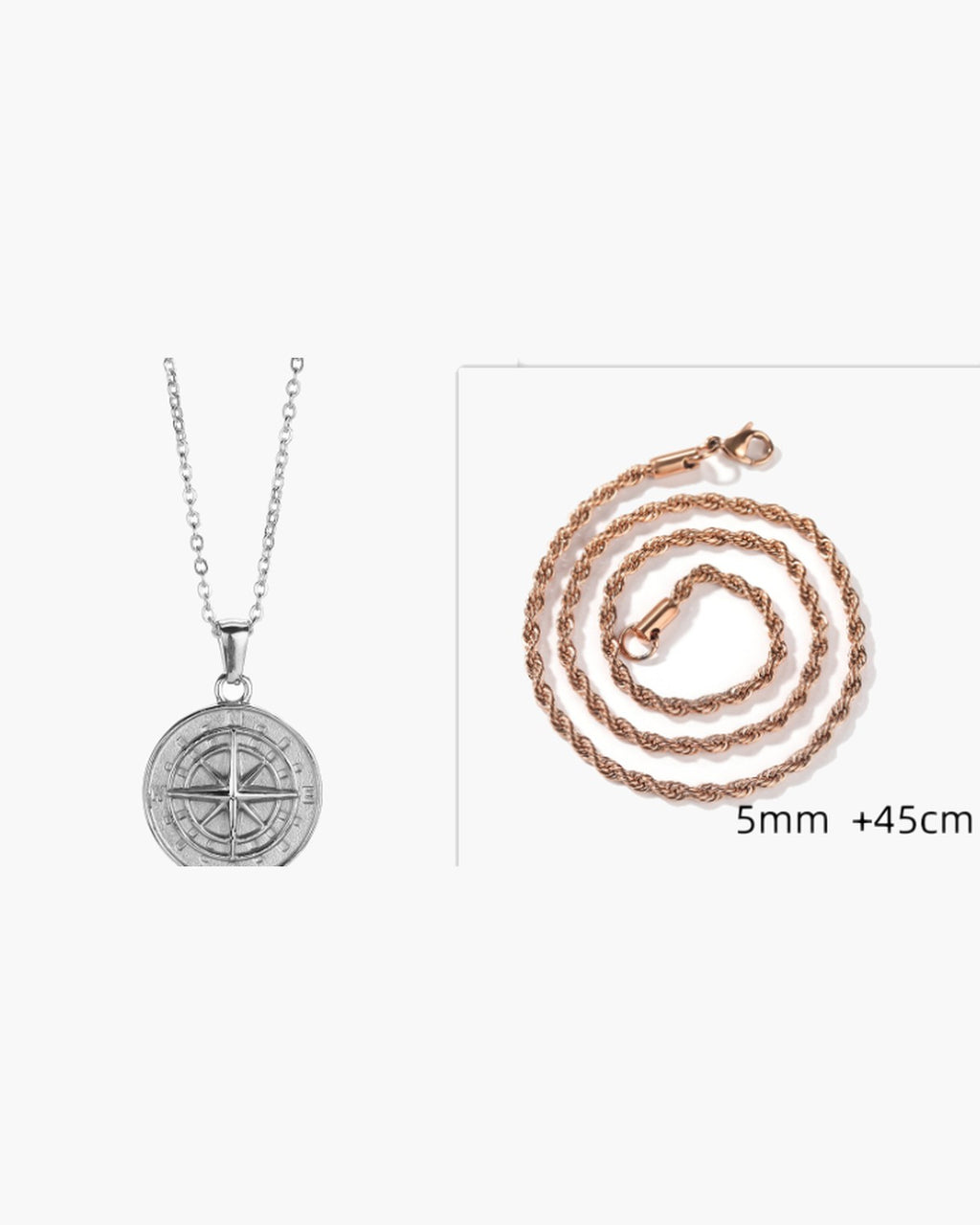 Compass Pendant Rope Chain Necklace view 9