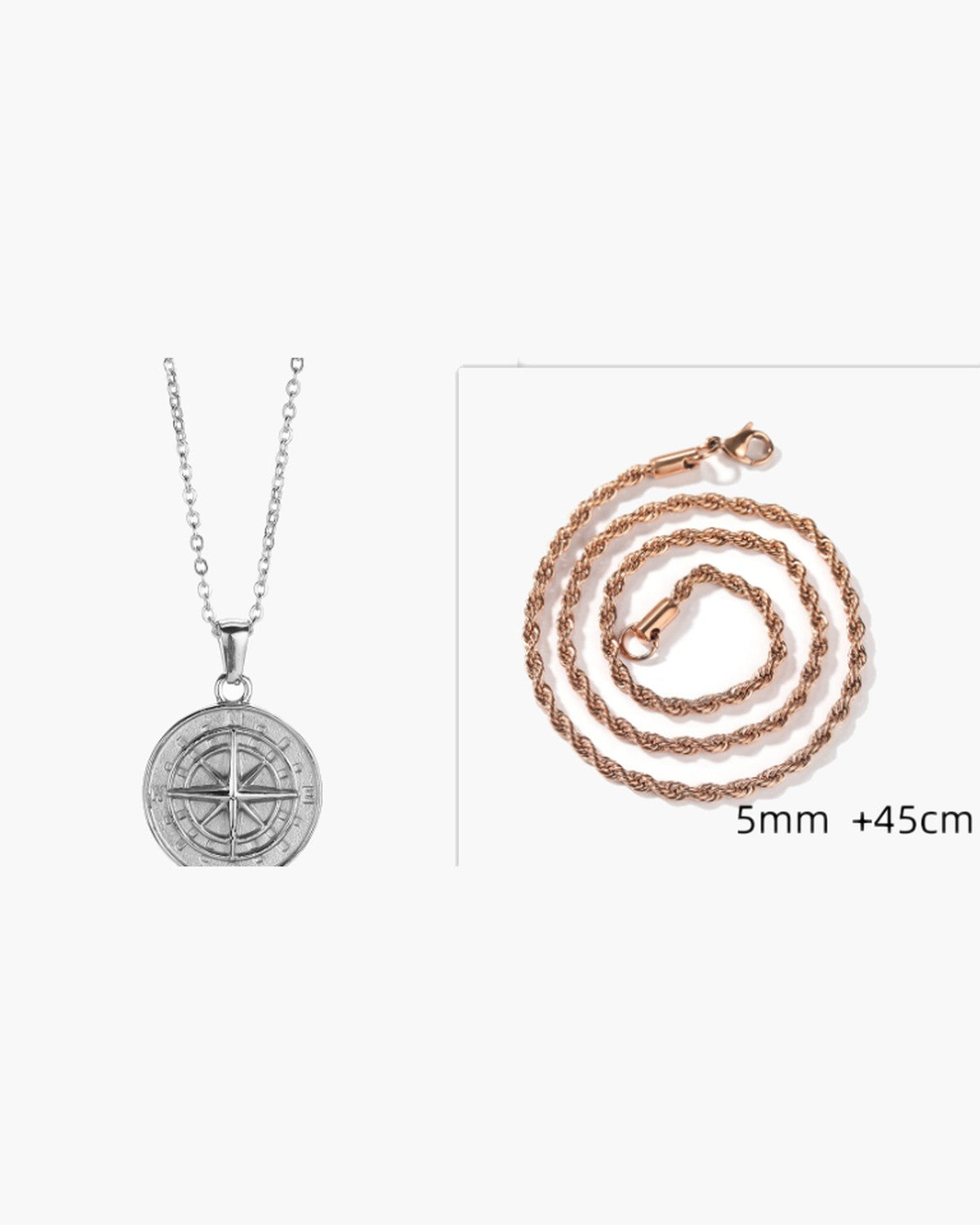 Compass Pendant Rope Chain Necklace view 9