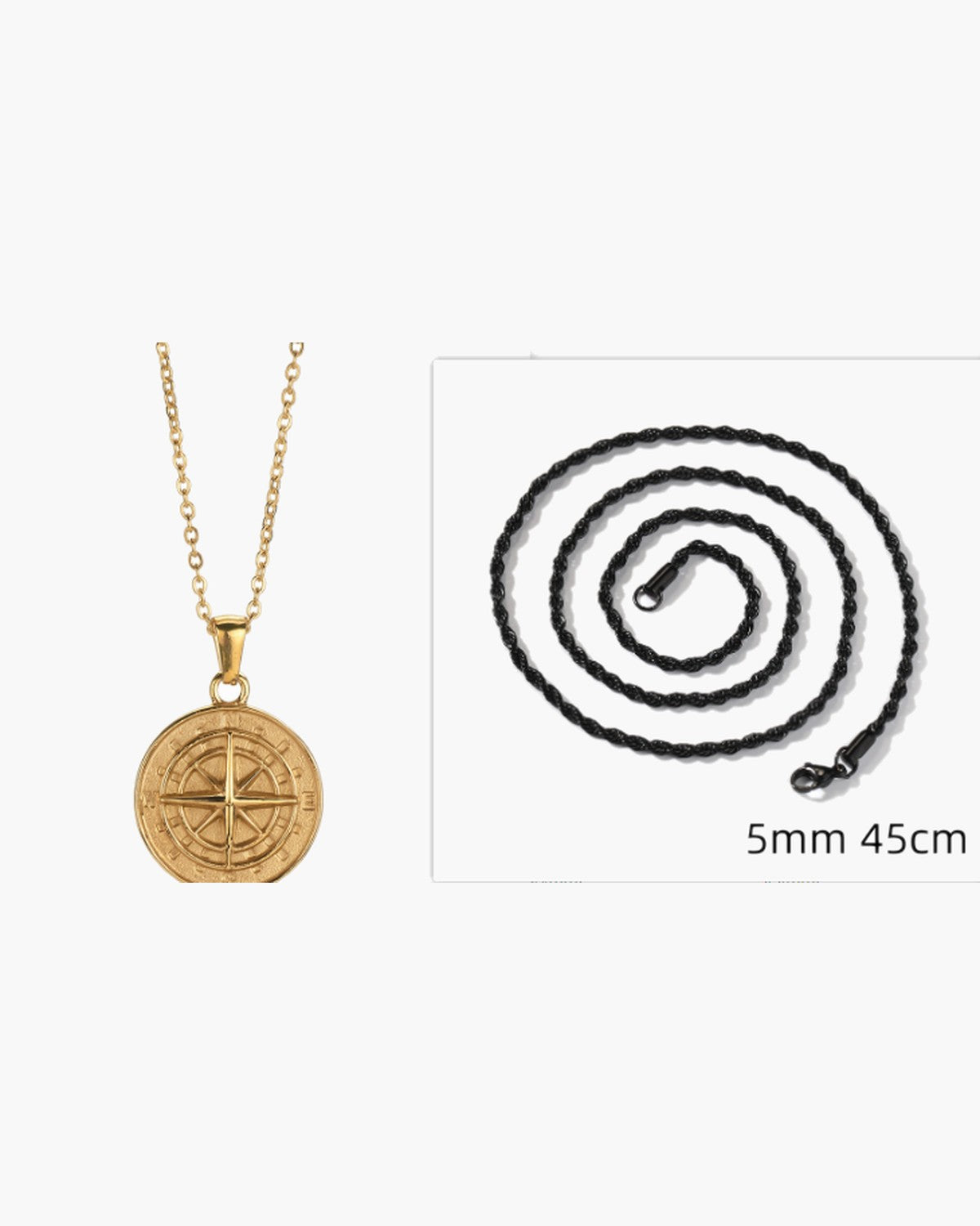 Compass Pendant Rope Chain Necklace view 14