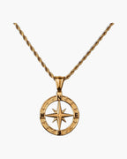 Compass Pendant Rope Chain Necklace view 11