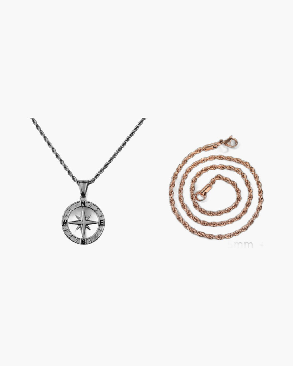 Compass Pendant Rope Chain Necklace view 5