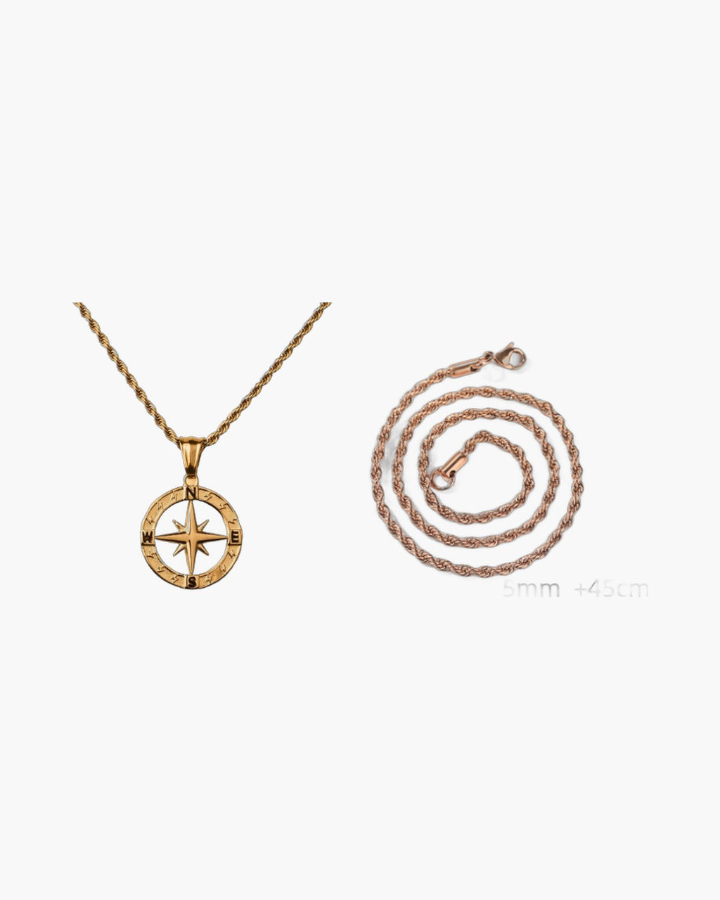 Compass Pendant Rope Chain Necklace view 10