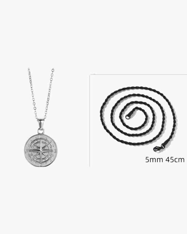 Compass Pendant Rope Chain Necklace view 12