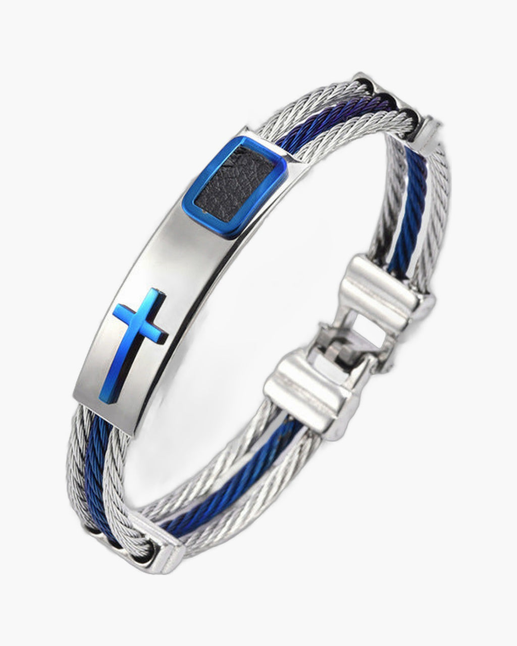 Cross Inlay Titanium Steel Bracelet view 6