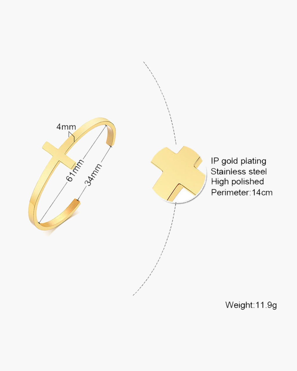 Cross Motif Cuff Bracelet view 3