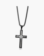 Cross Pendant Necklace with Cable Inlay view 5