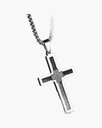 Cross Pendant Necklace with Cable Inlay
