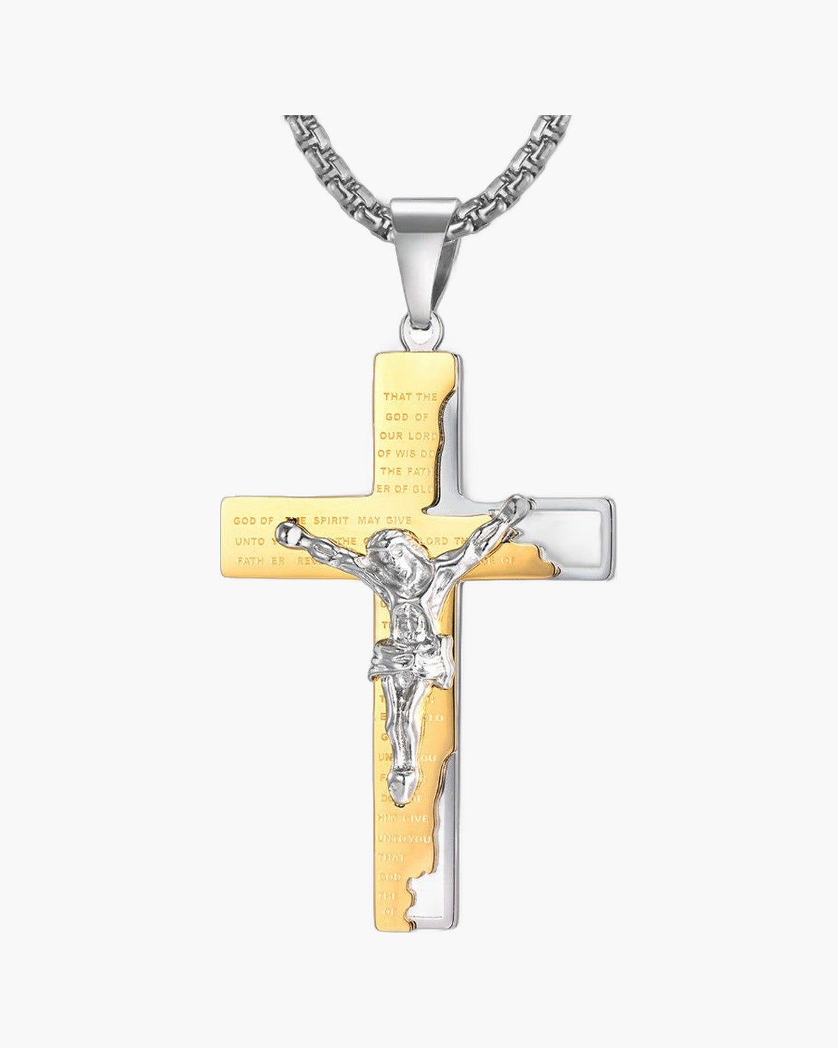Crucifix Pendant Necklace in Titanium Steel view 8