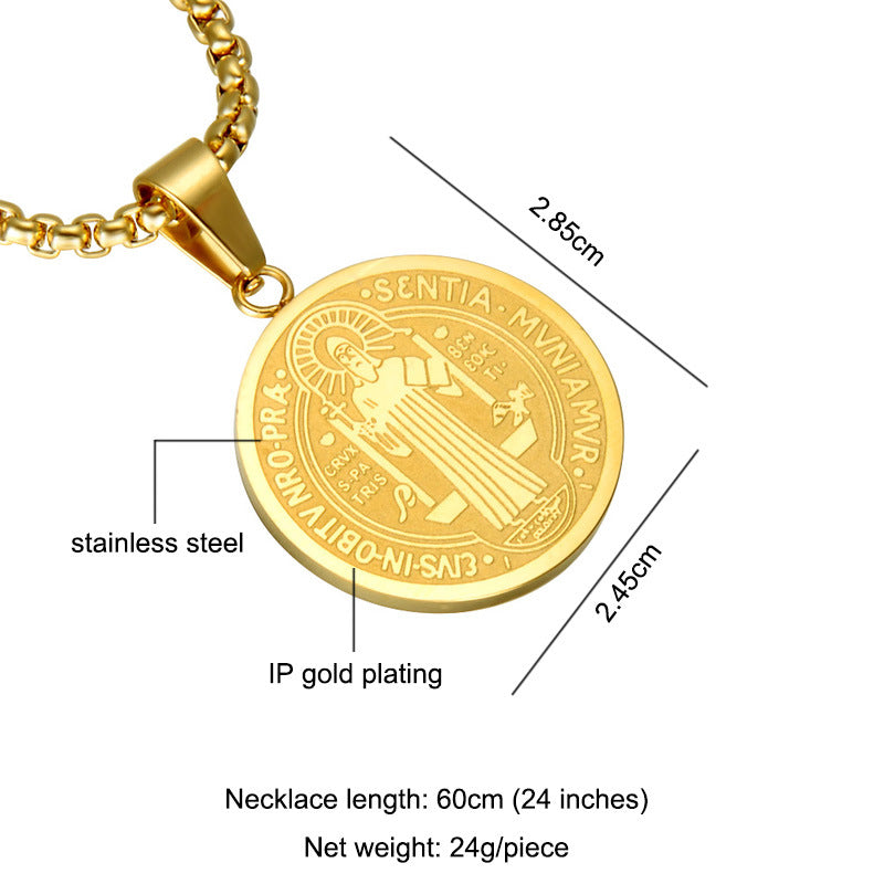 Saint Benedict Medallion Box Chain Necklace view 6