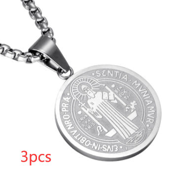 Saint Benedict Medallion Box Chain Necklace view 8