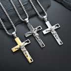 Crucifix Pendant Necklace in Titanium Steel