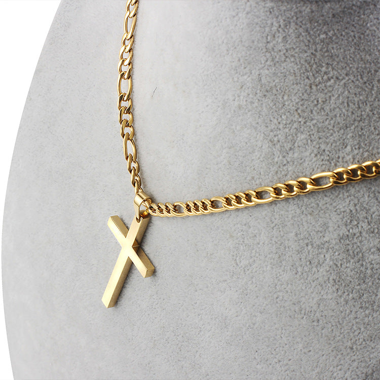 Figaro Chain with Cross Pendant view 6
