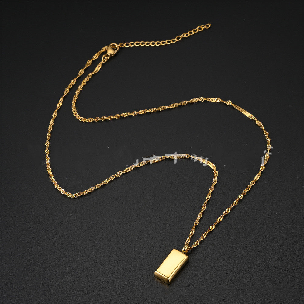 Rectangular Bar Pendant Necklace view 4