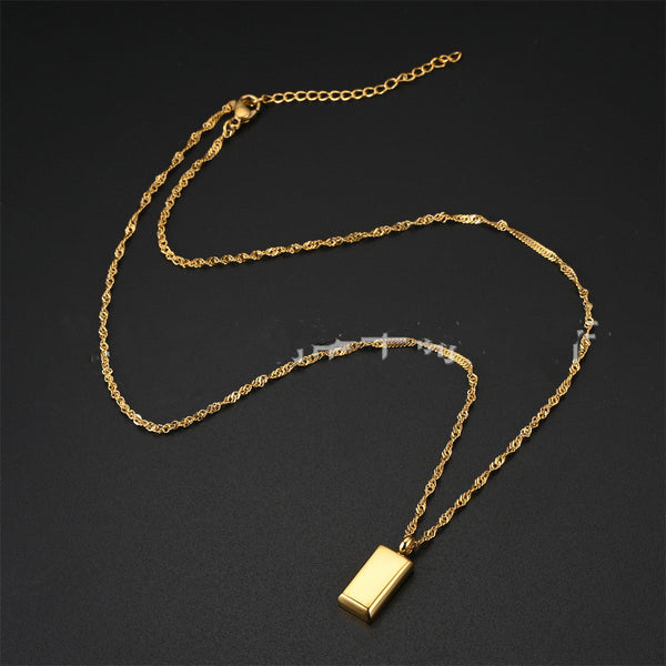 Rectangular Bar Pendant Necklace view 4