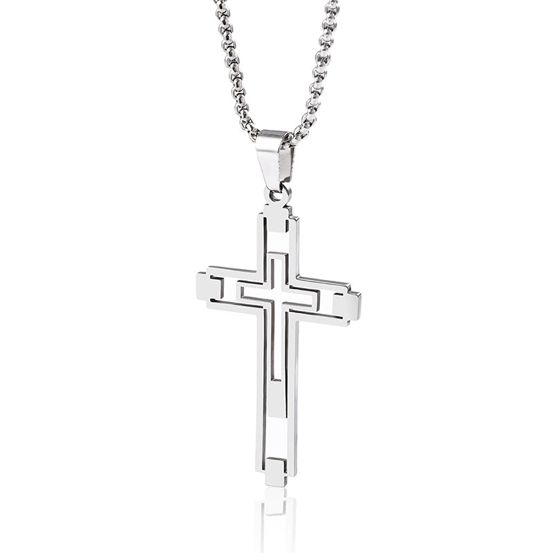 Hollow Double Cross Pendant Necklace view 7
