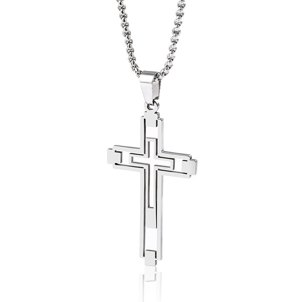 Hollow Double Cross Pendant Necklace view 7