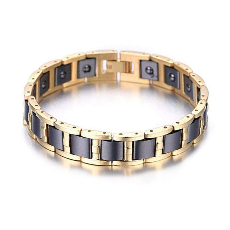 Geometric Link Bracelet with Ceramic Inlay view 4