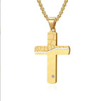 Two-Tone Inlaid Cross Pendant Necklace view 3