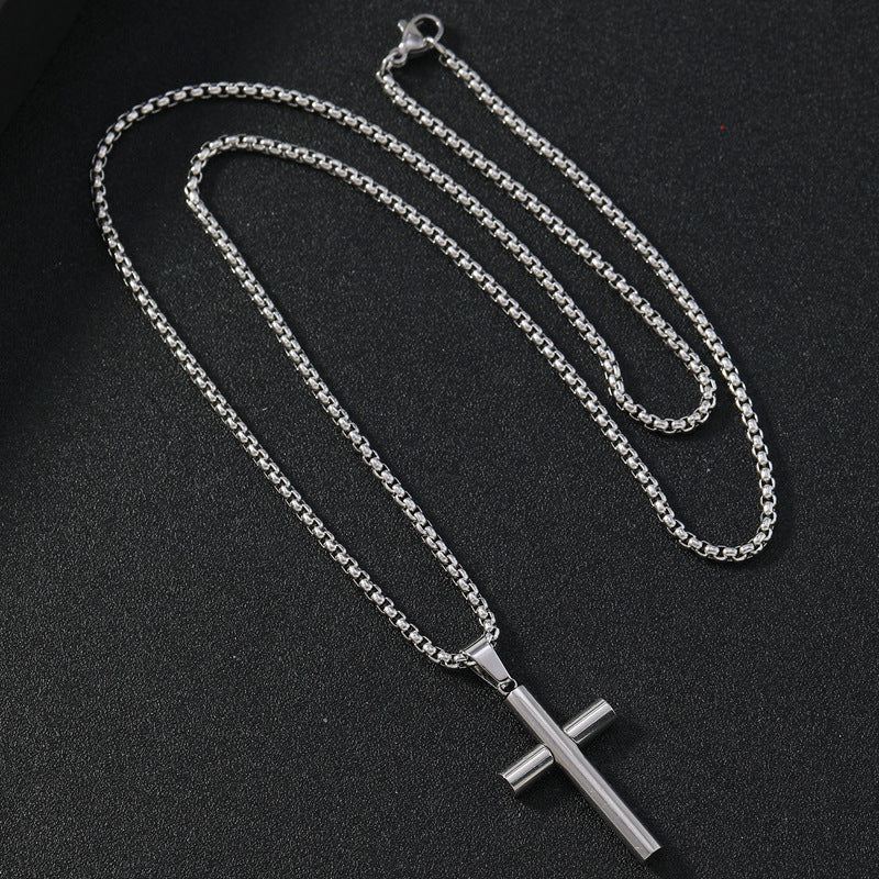 Cylindrical Cross Pendant Necklace view 4