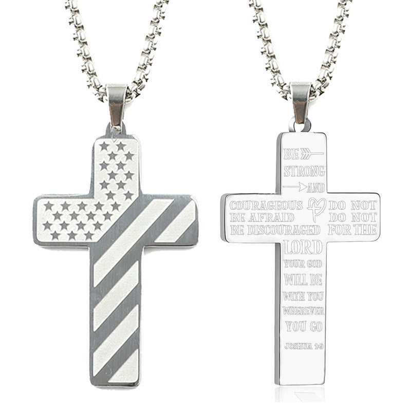 Flag Pattern Cross Pendant Necklace view 20
